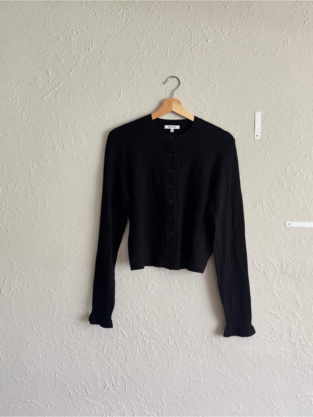 Madewell Black Pointelle Button-Up Sweater